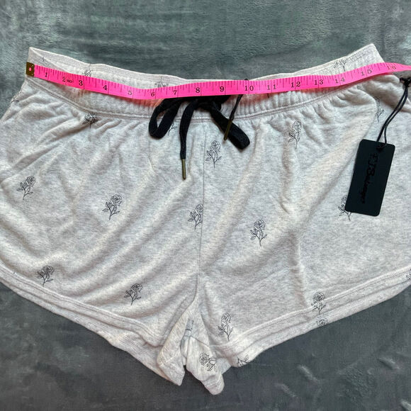 PJ Salvage Shorts Womens Large Pale Pink Black Roses Drawstring Comfy Lounge - Picture 6 of 6